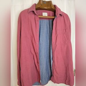 American Eagle Outfitters Soft Pink Shirt Chambray Blue Lining.
